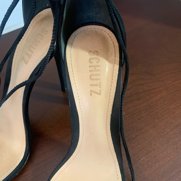 Schultz Jossena Leather & Clear Strap Ankle Wrap Dress Sandals size 8.5 - Picture 10 of 11